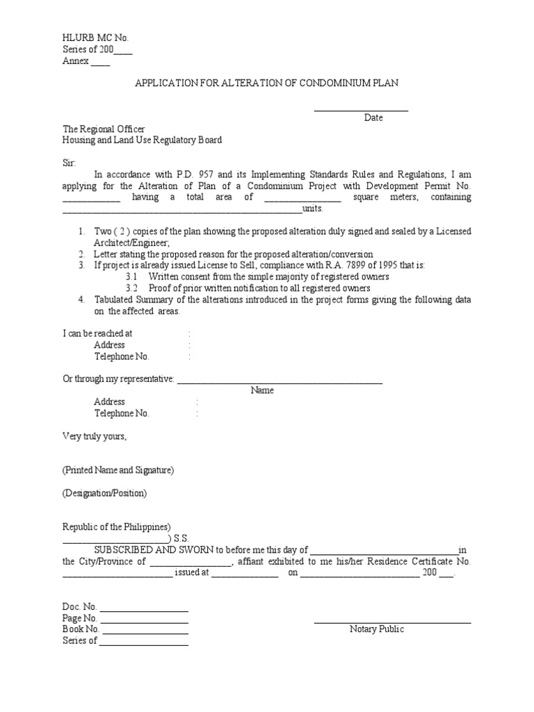 Condominium Plan Alteration Application | PDF