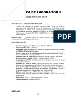 Lucrarea de Laborator 5: Formatări Şi Funcţii de Bază În Excel