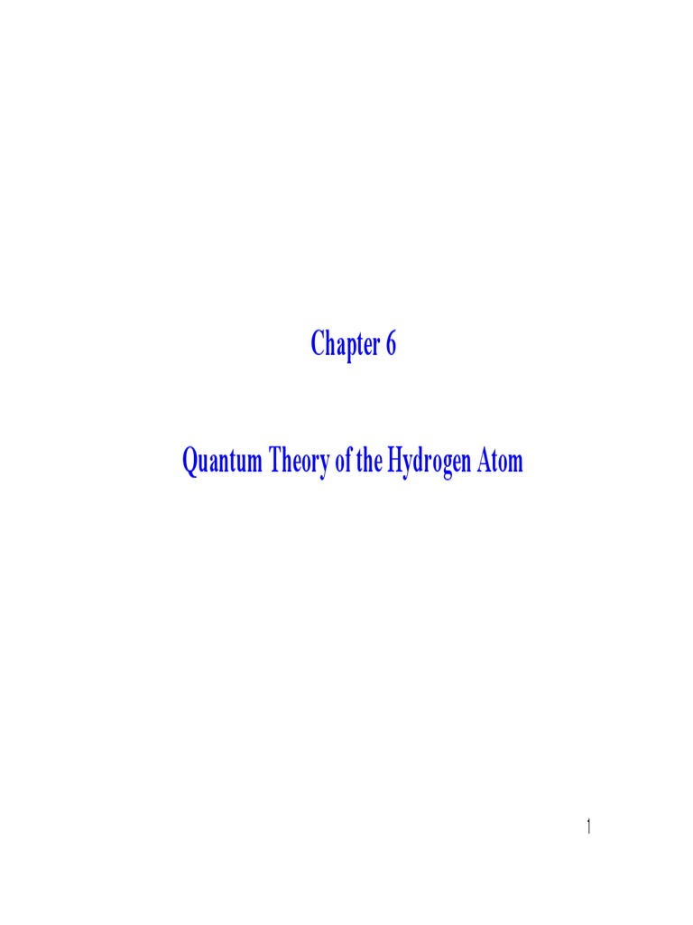 Quantum Theory of the Hydrogen Atom | PDF | Atomic Orbital | Coordinate ...