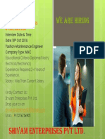 Shivam Enterprises PVT LTD: We Are Hiring