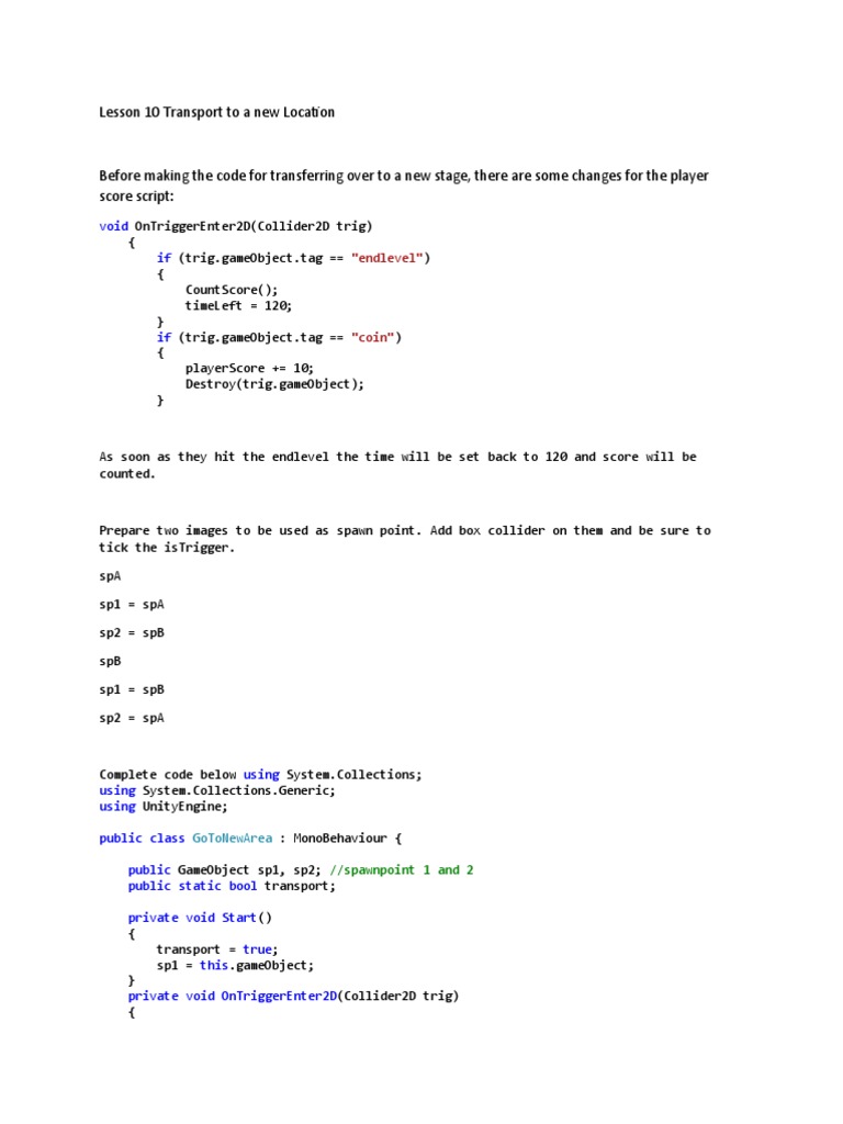Player Transport and Scoring Script | PDF