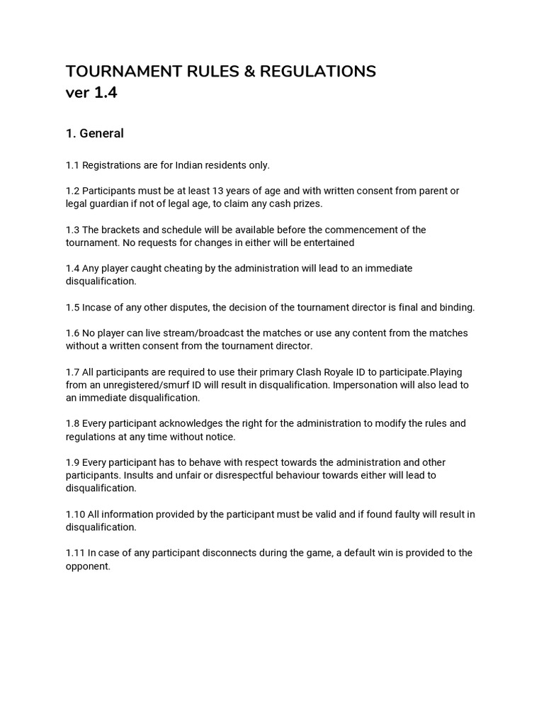 Clash Royale Rules & Regulations 14 PDF Download Free PDF