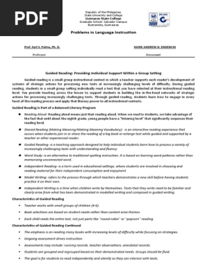 guided reading report