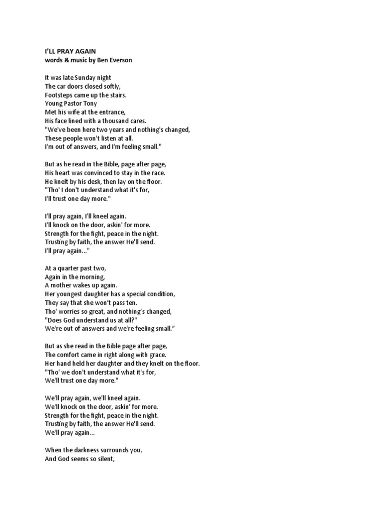 I Ll Pray Again Lyrics Pdf