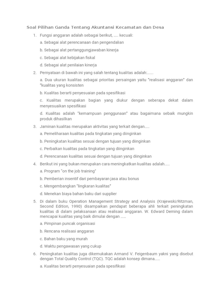 Soal Akuntansi Desa Docx
