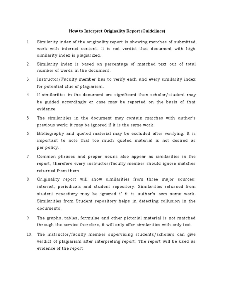 How To Interpret Originality Report (Guidelines) PDF | PDF | Turnitin ...