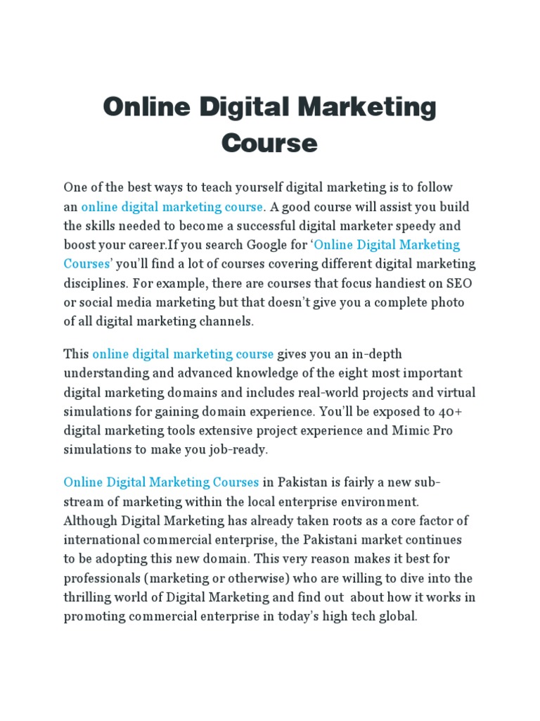 Comprehensive Online Digital Marketing Course | PDF