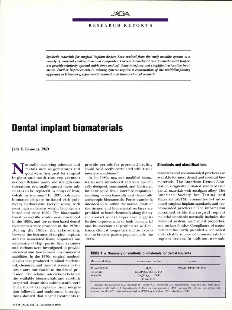 Dental Implant Biomaterials Jad) A PDF Ultimate Tensile Strength