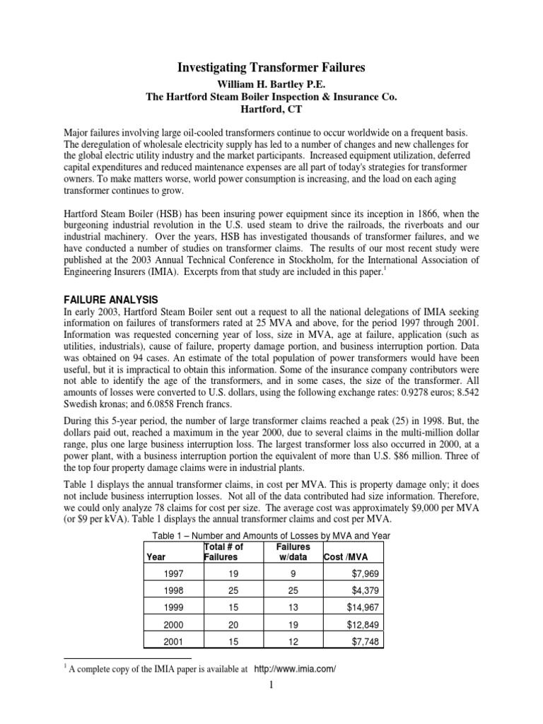 Transformer Failure Analysis Report | PDF | Transformer | Insulator ...