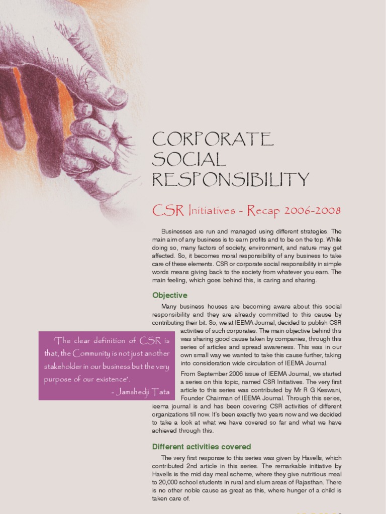 CSR Initiatives Overview 2006-2008 | PDF | Corporate Social ...