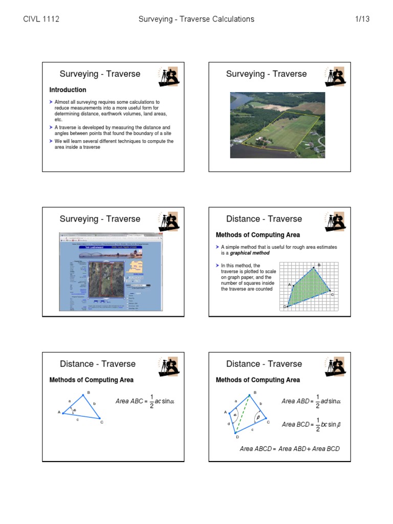 Traverse Surveying Calculations Guide | PDF | Surveying | Latitude