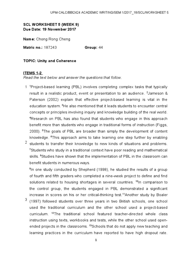 Project-Based Learning Analysis Worksheet | PDF | Project Based ...