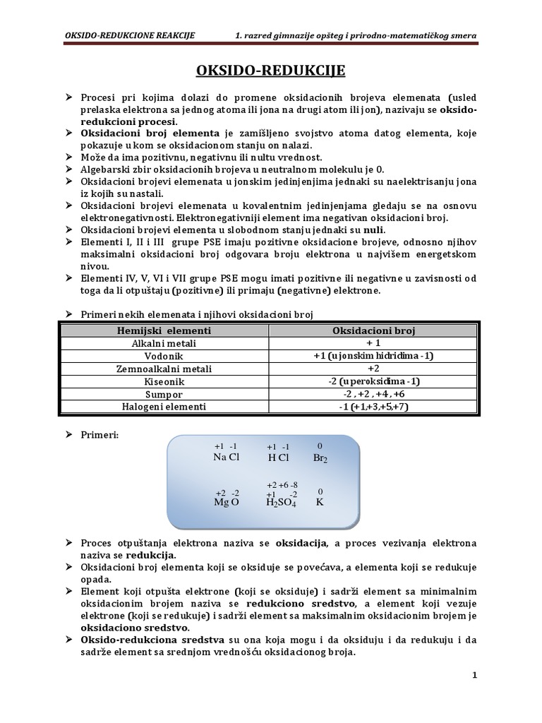 Oksido Redukcioni Procesi | PDF