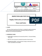 Inspection and Test Plan Supply, Fabrication, & Galvanizing of Fence and Gates