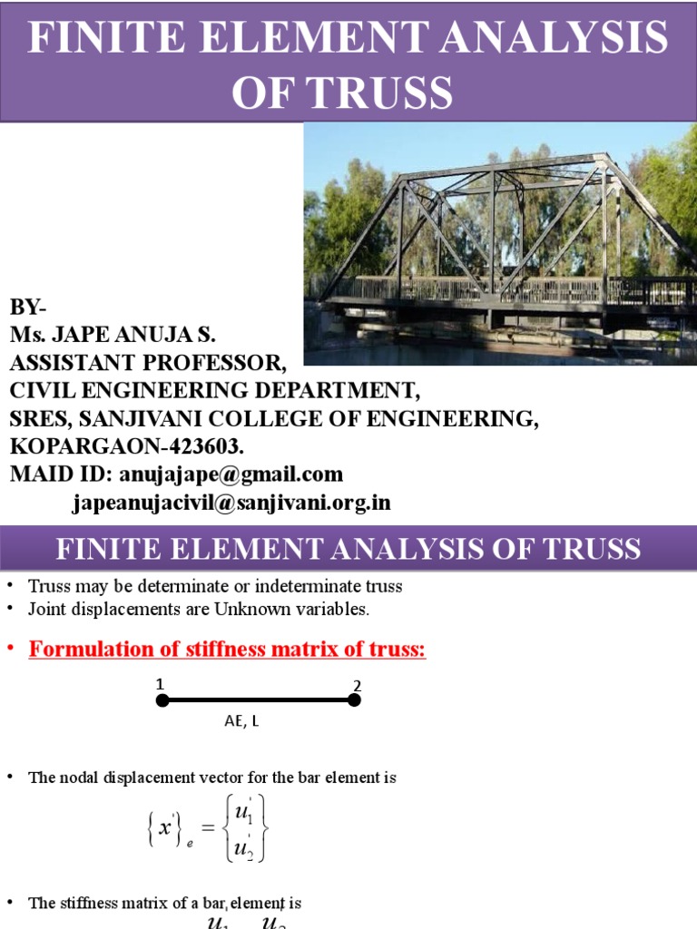 Truss Analysis by Finite Element Method | PDF | Truss | Coordinate System