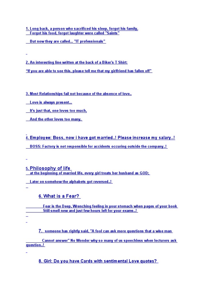 Humorous Insights on Life and Work | PDF | Home & Garden | Self-Improvement