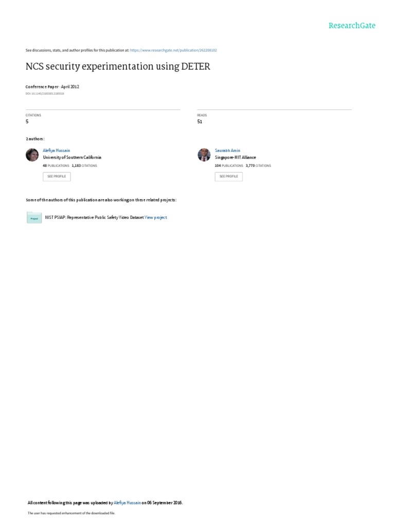 NCS Security Experimentation Using DETER: April 2012 | PDF | Denial Of ...