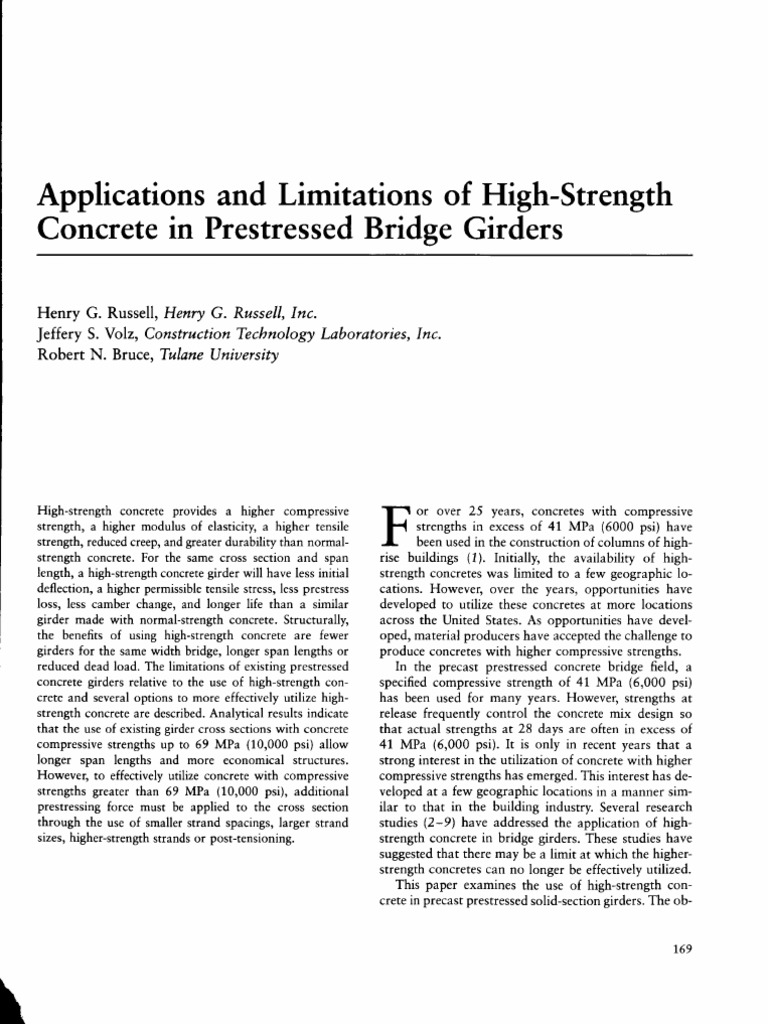 Applications and Limitations of High-Strength Concrete in Prestressed ...