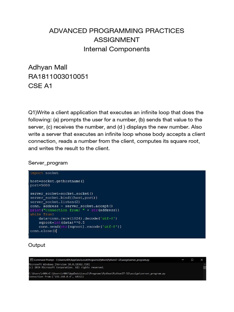 Advanced Programming Practices Assignment Internal Components Adhyan ...