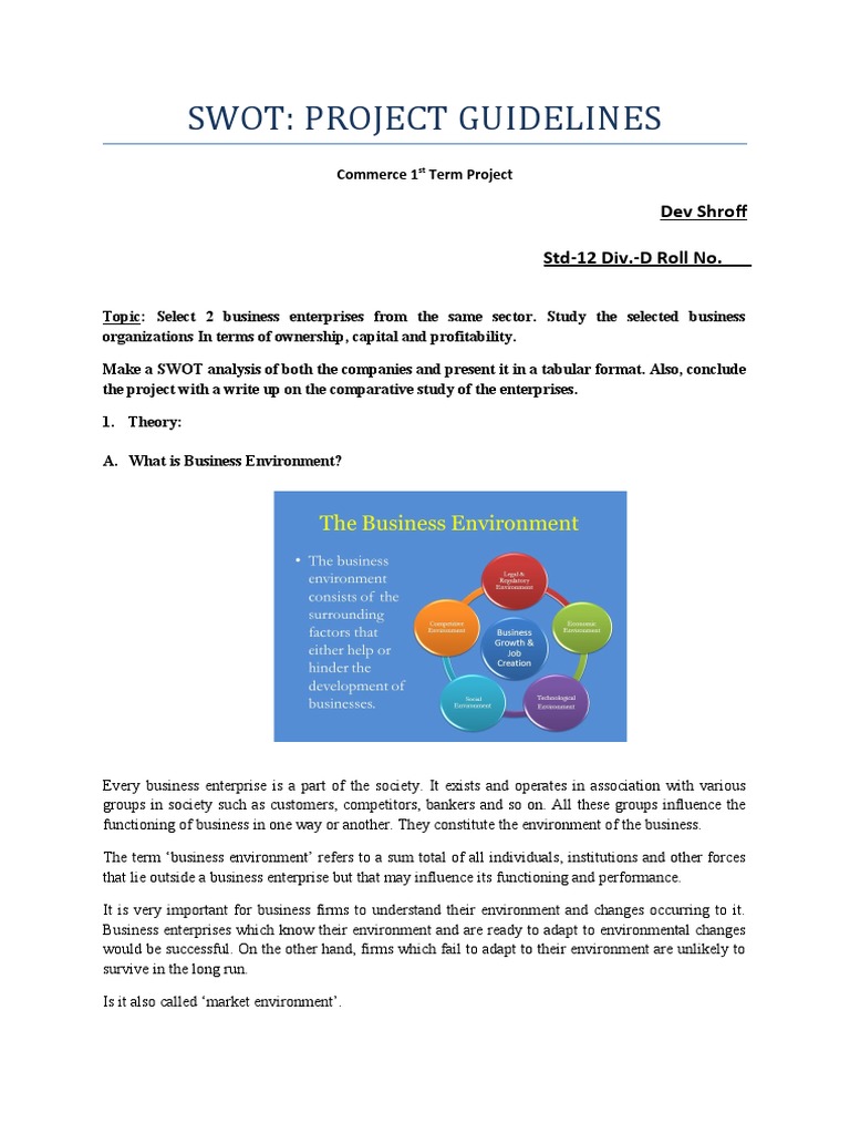 Swot: Project Guidelines: Dev Shroff Std-12 Div.-D Roll No. | PDF ...