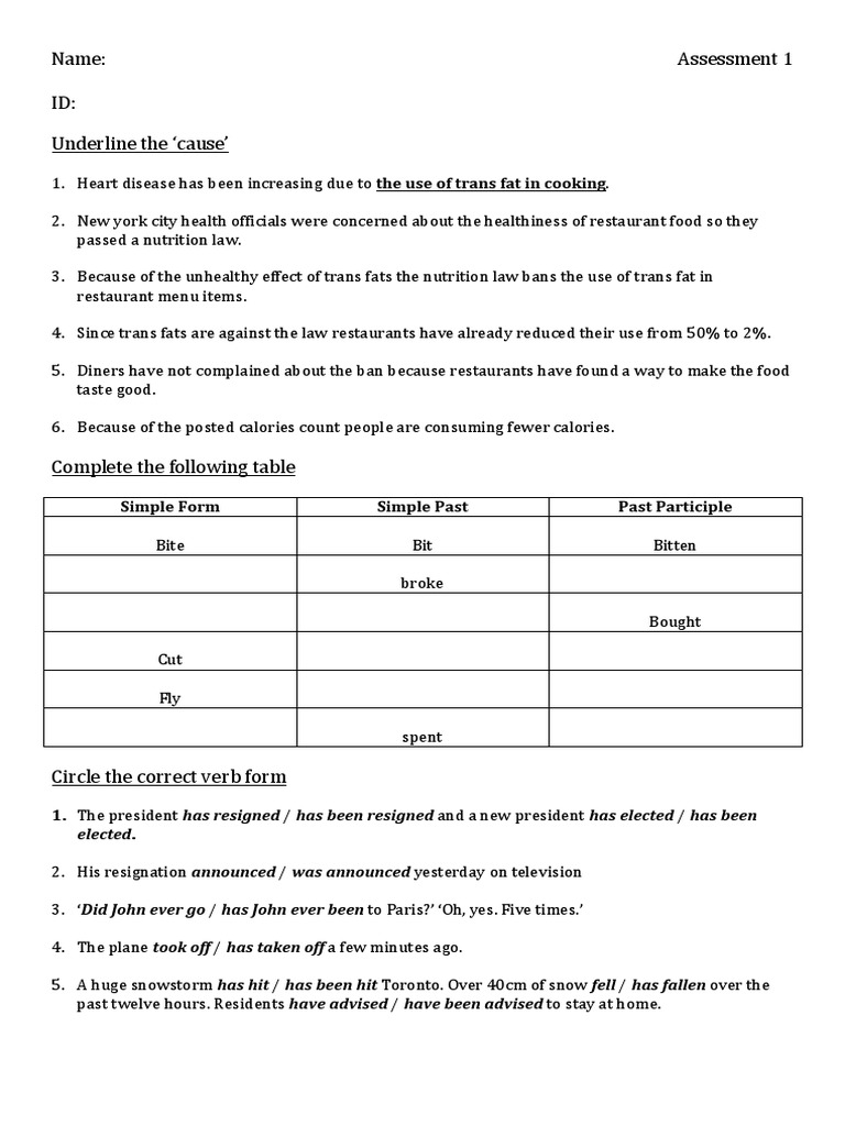name-assessment-1-id-underline-the-cause-simple-form-simple-past