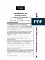 P7 - Financial Accounting and Tax Principles: Financial Management Pillar Managerial Level Paper