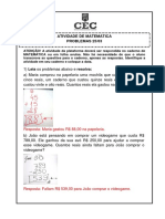 ATIVIDADE DE MATEMÁTICA  - PROBLEMAS Gabarito lo