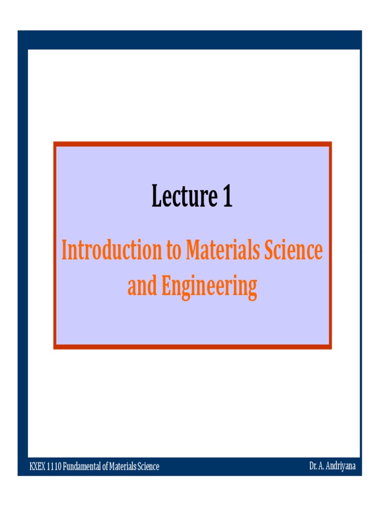 Basic Material Science Lecture 1 PDF Materials Science Composite Material