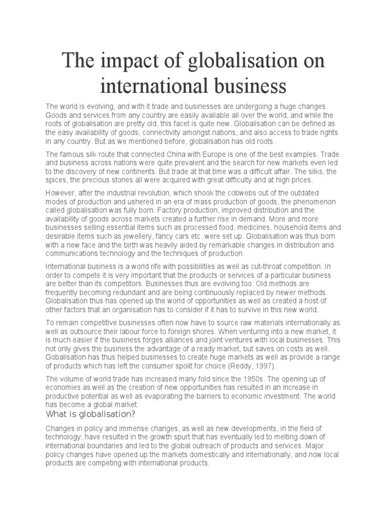 Globalisation's Impact on International Business | PDF ...