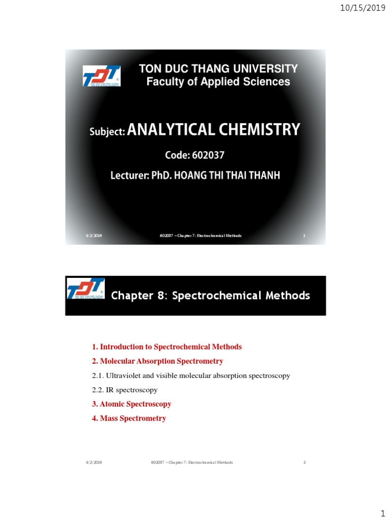 Spectrochemical Methods Overview | PDF | Spectroscopy | Absorption ...