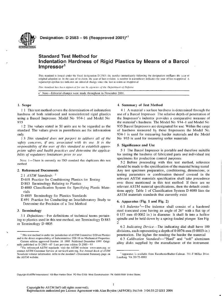 Astm D-2583 | PDF