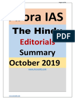 The Hindu Editorials Summary (October 2019)
