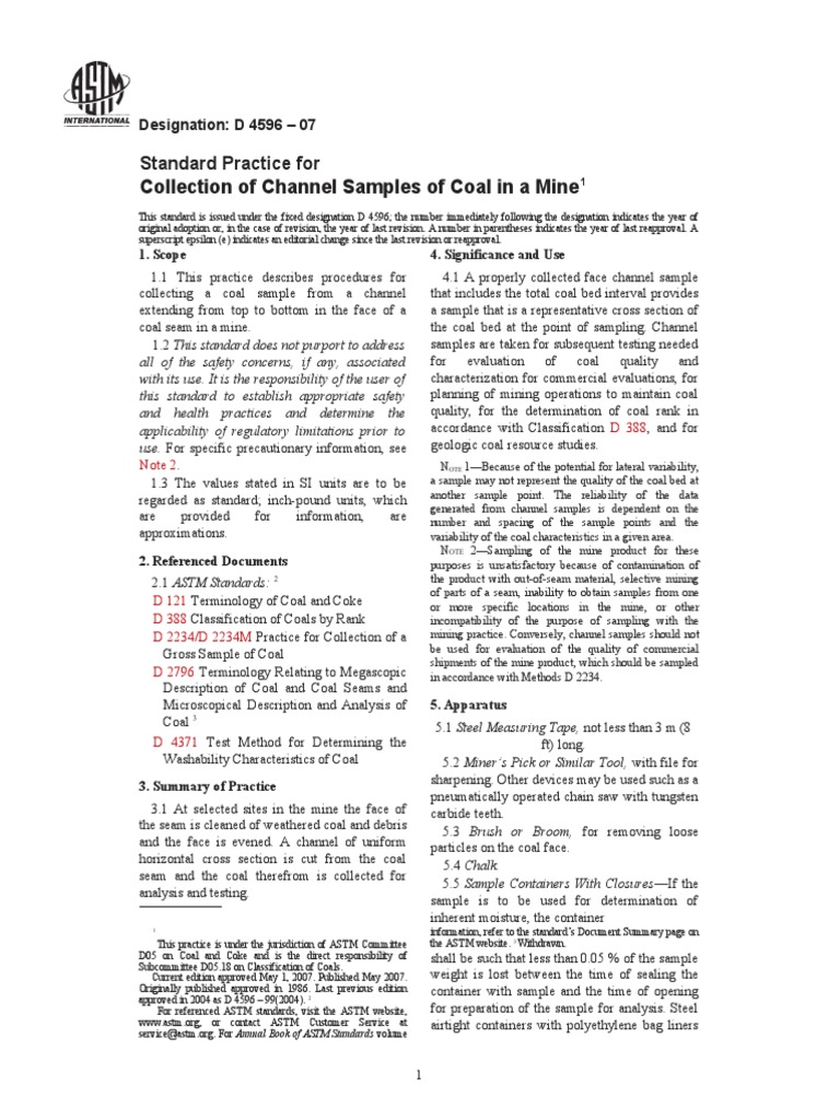 Collection of Channel Samples of Coal in A Mine | PDF | Coal | Chemistry