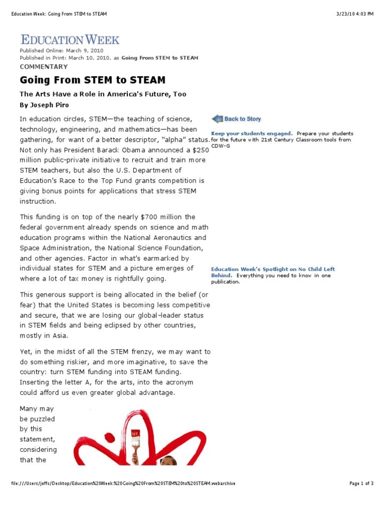 Going From STEM To STEAM | PDF | Science, Technology, Engineering, And ...