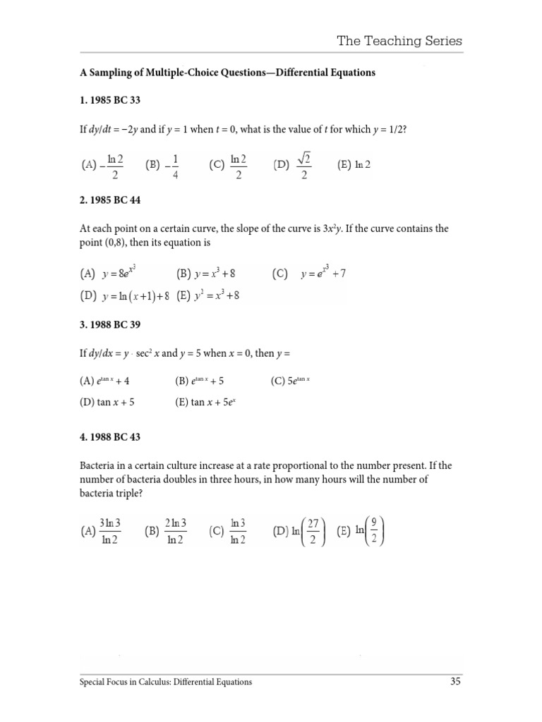 The Teaching Series: A Sampling of Multiple-Choice Questions ...