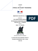 Report on Industrial In-Plant Training at IndiTech Valves