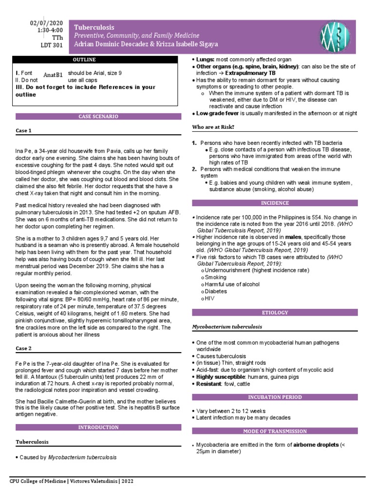 Tuberculosis Case Studies and Overview | PDF | Tuberculosis | Infection