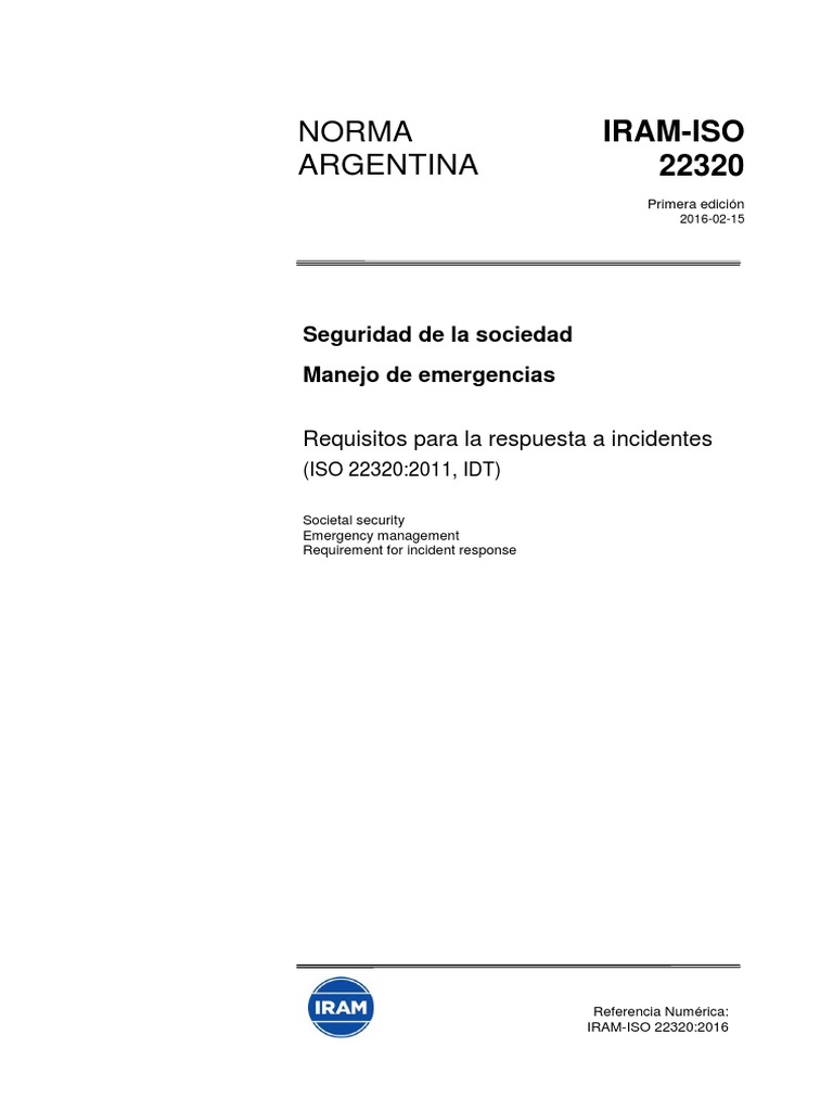 Iram Iso 22320 | PDF | Organización internacional para la ...