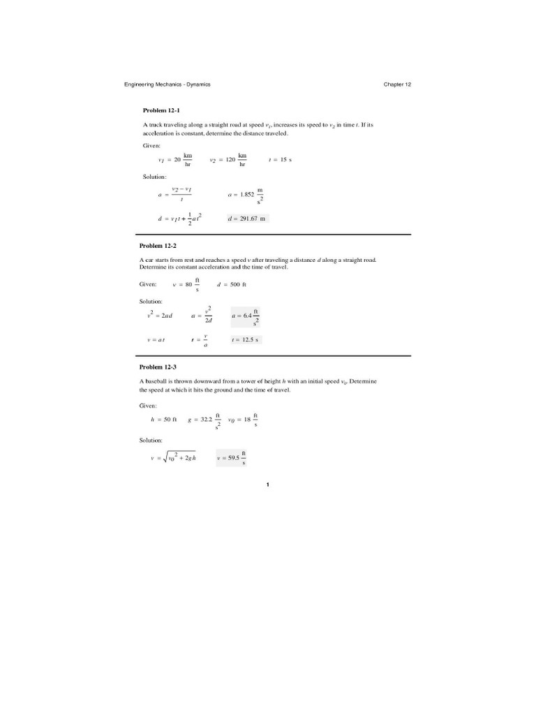 Problems Solutions Of Hibbeler Engineering Mechanics Dynamics Pdf