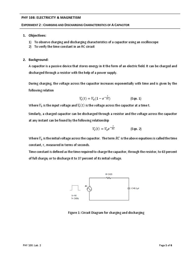 Phy 108 Lab 2 Capacitor Manufactured Goods
