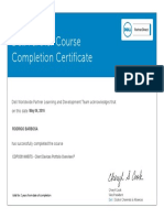 Dell Partner Course Completion Certificate