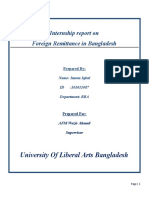 Internship Report On Foreign Remittance in Bangladesh: University of Liberal Arts Bangladesh