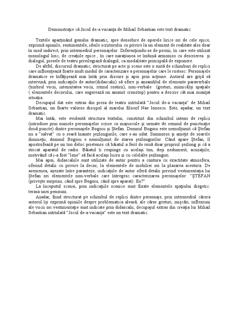 Demonstrație Text Dramatic | PDF