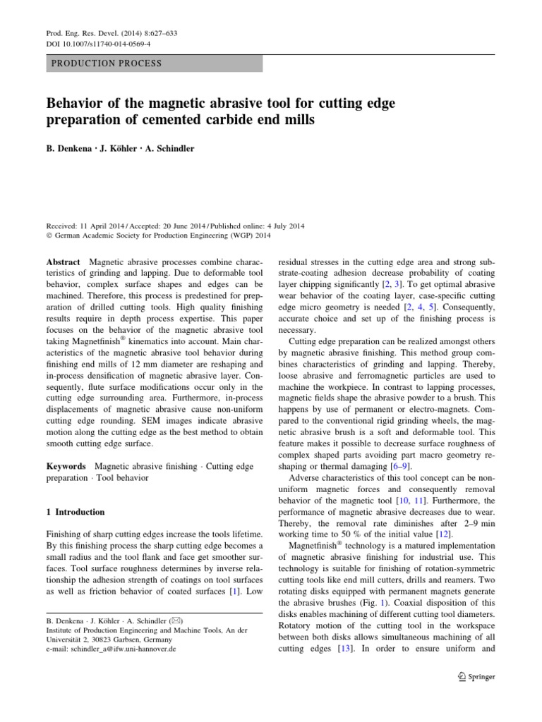 Behavior of The Abrasive Tool For Cutting Edge PDF PDF Machining Abrasive