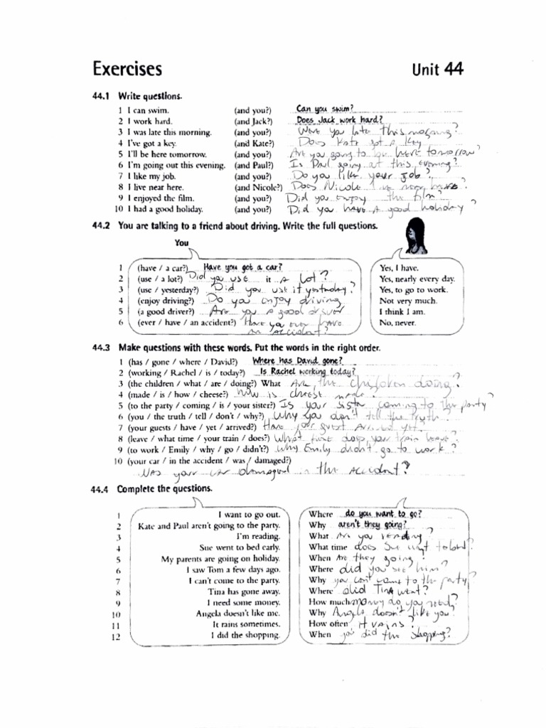 Unit 44 Exercises with Answers | PDF | Foreign Language Studies