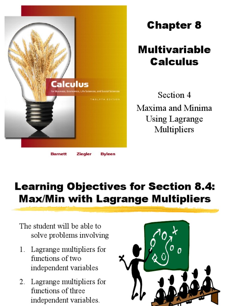 Lagrange Multipliers in Multivariable Calculus | PDF | Maxima And ...