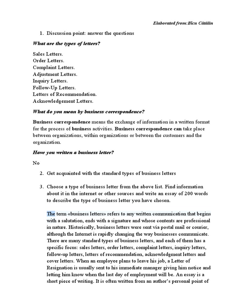 What Are The Types of Letters? Business Correspondence Means The