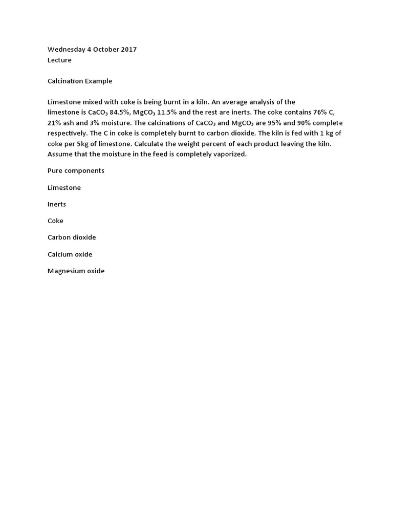 Calcination Example | PDF