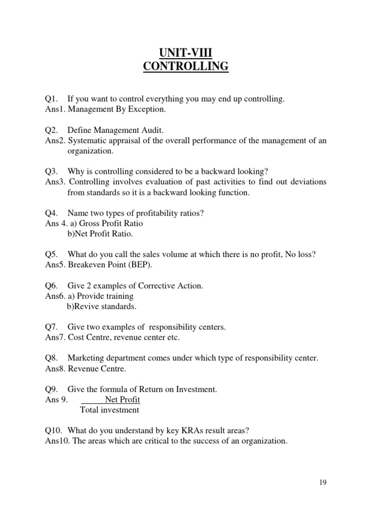 12 Business Studies Controlling Impq 1 | PDF | Business Economics ...