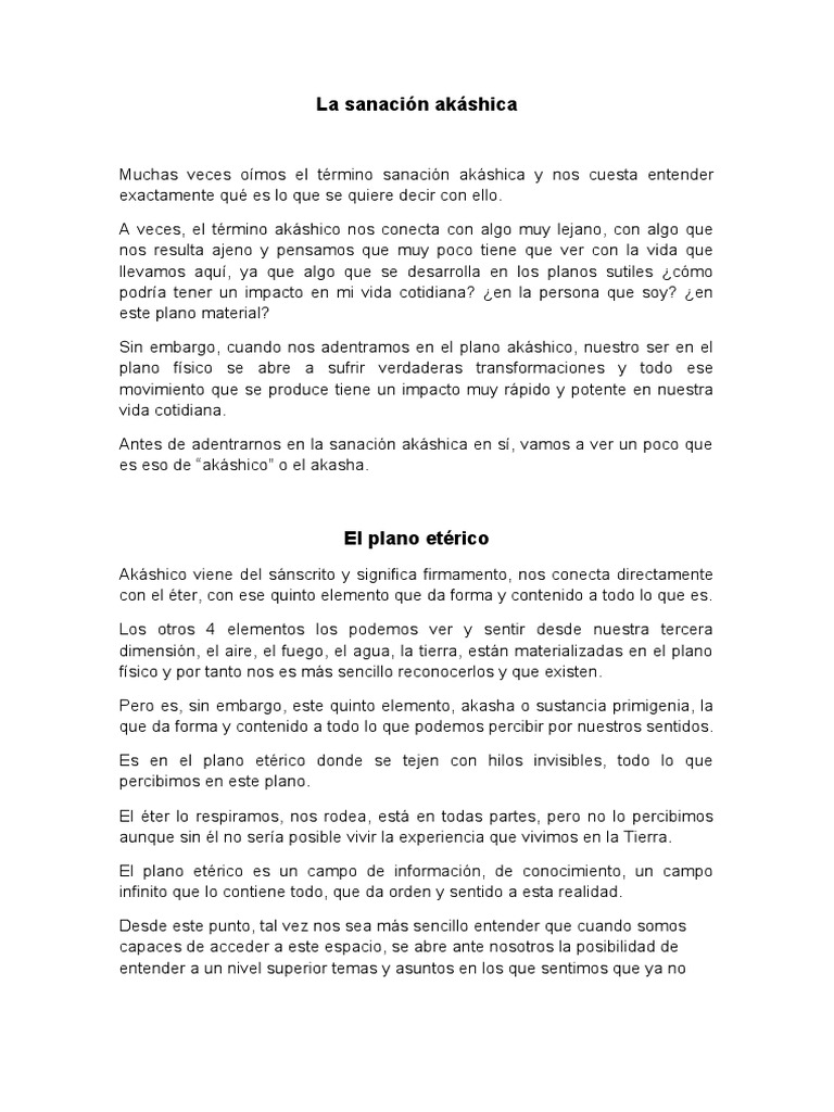 La Sanación Akáshica PDF Información Vida